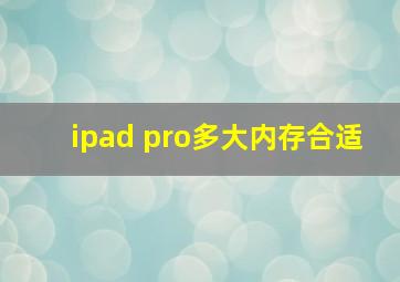 ipad pro多大内存合适